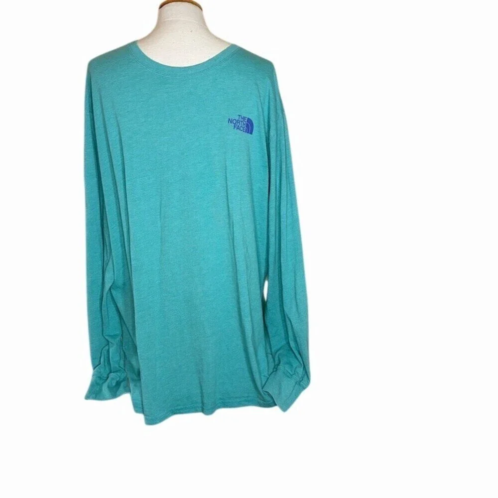 The North Face T-Shirt Mens XL Green Long Sleeve Logo Graphic Crew Neck
